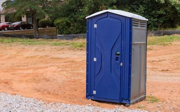 Special event portable restrooms arranged with stanchions in Des Moines, Iowa